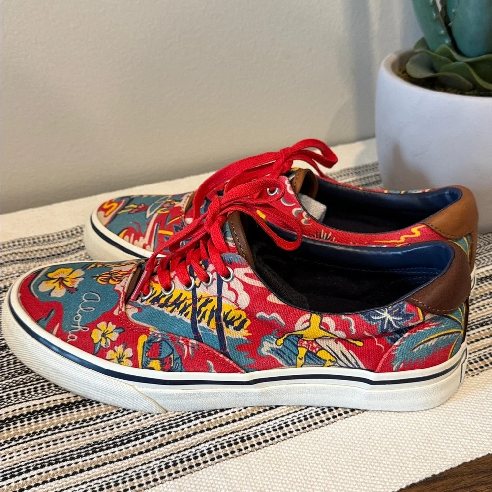 RALPH LAUREN POLO HAWAIIAN‎ ALOHA CANVAS BOAT DECK SHOES SZ 8D VINTAGE